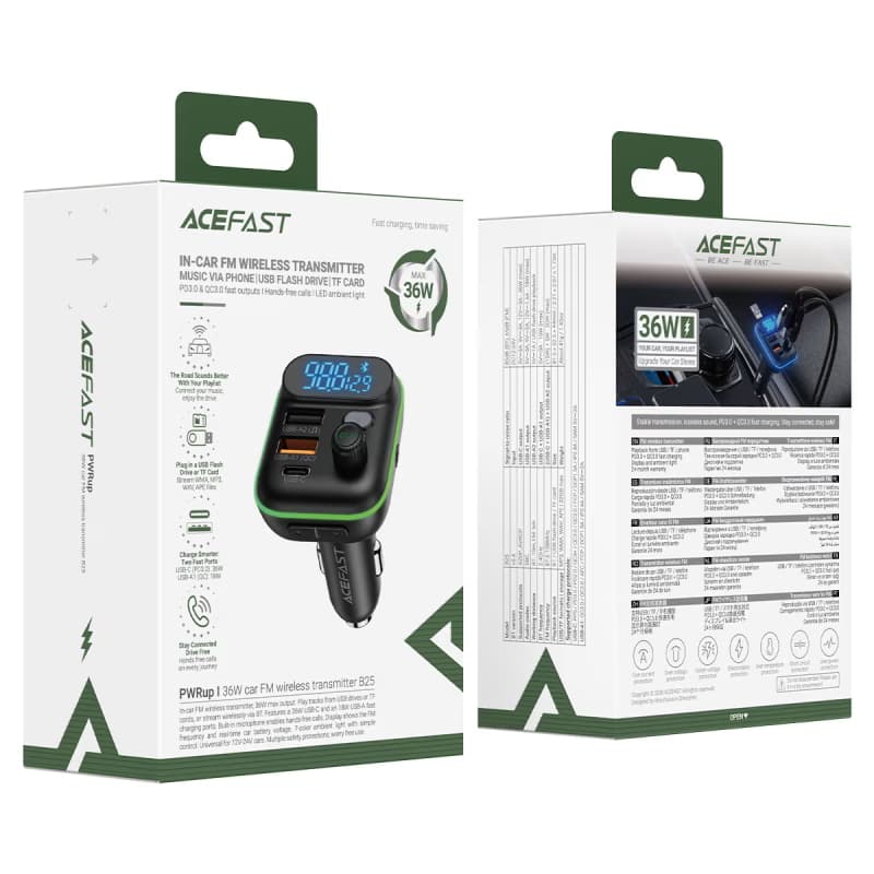 ACEFAST B25 Fast Charger Car FM Wireless Transmitter