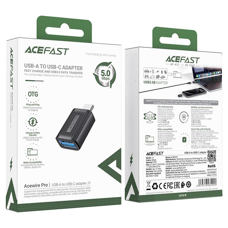 ACEFAST J1 USB-A TO USB-C Adapter | Data Transfer 3.0V
