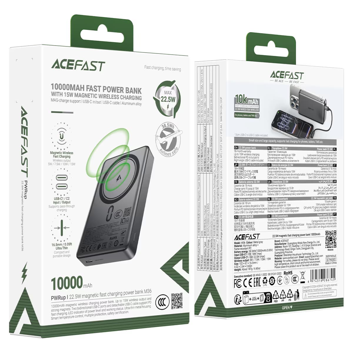 ACEFAST M36 10000mAh Magnetic Fast Charging Bank